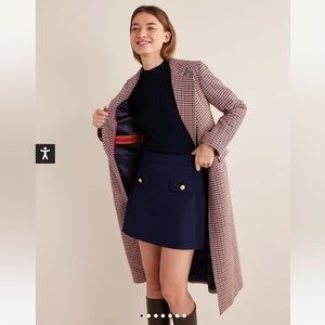 Boden Tailored Check Maxi Coat Size R4